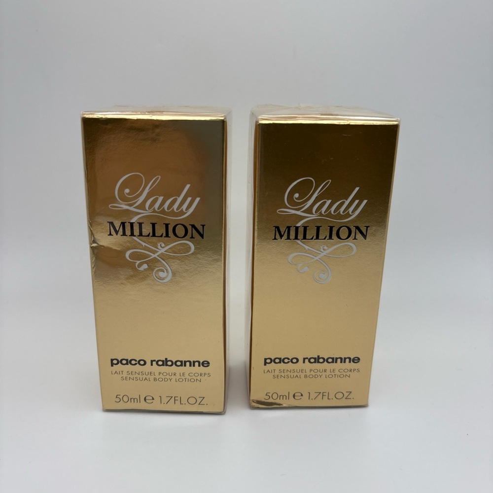 NEW Paco Rabanne Lady Million Sealed 1.7oz 50ml Women's Perfumed Body Lotion x2